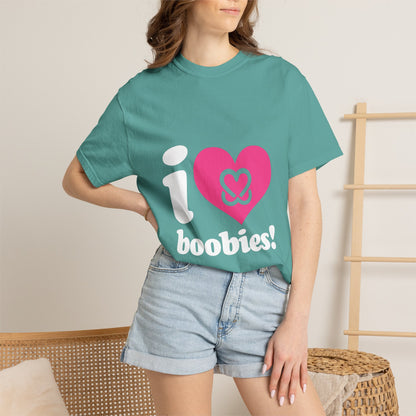 I Heart Boobies T-Shirt | Breast Cancer Awareness Heart Graphic