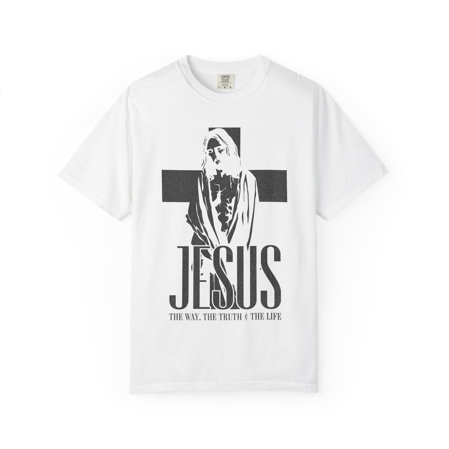 Jesus portrait cross T-shirt | The Way The Truth The Life religious tee | White