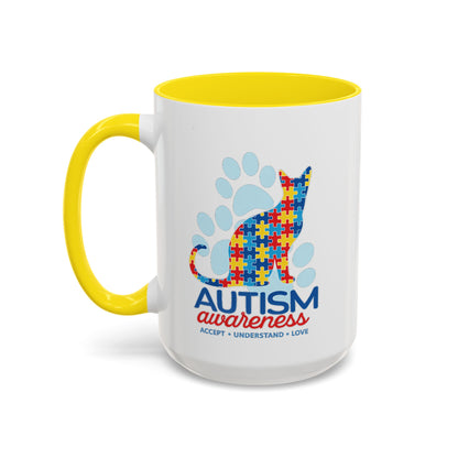 Autism Awareness Puzzle Cat Mug | Accent Coffee Mug 11oz/15oz