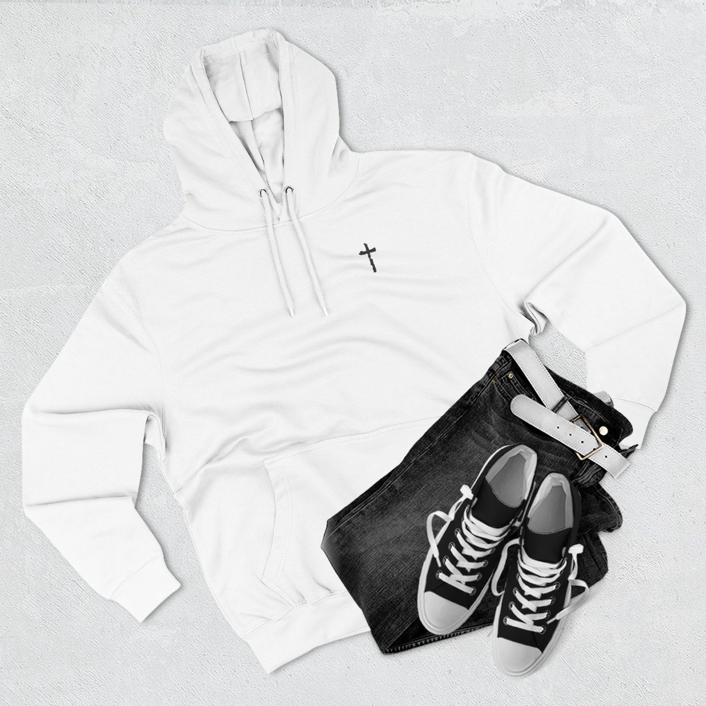 Jesus Typography Cross Hoodie | Christian Faith Religious Pullover