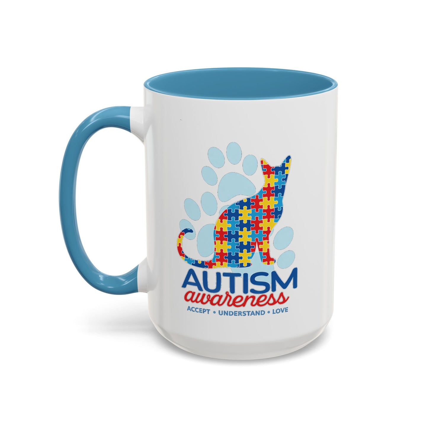 Autism Awareness Puzzle Cat Mug | Accent Coffee Mug 11oz/15oz