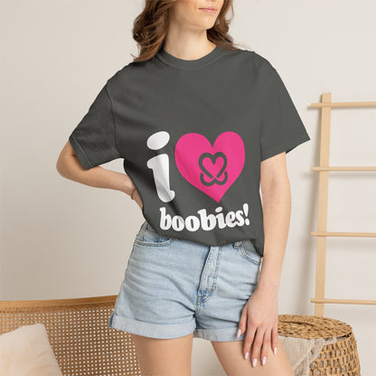 I Heart Boobies T-Shirt | Breast Cancer Awareness Heart Graphic