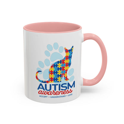 Autism Awareness Puzzle Cat Mug | Accent Coffee Mug 11oz/15oz