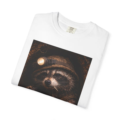 Tunnel Rat Raccoon with Headlamp T-Shirt | Forest Night Wildlife Illustration