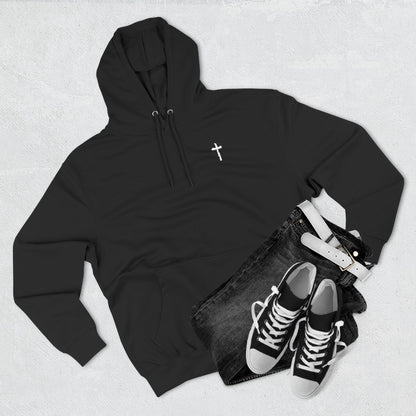 Jesus Typography Cross Hoodie | Christian Faith Religious Pullover | Black