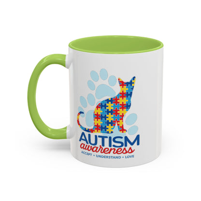 Autism Awareness Puzzle Cat Mug | Accent Coffee Mug 11oz/15oz