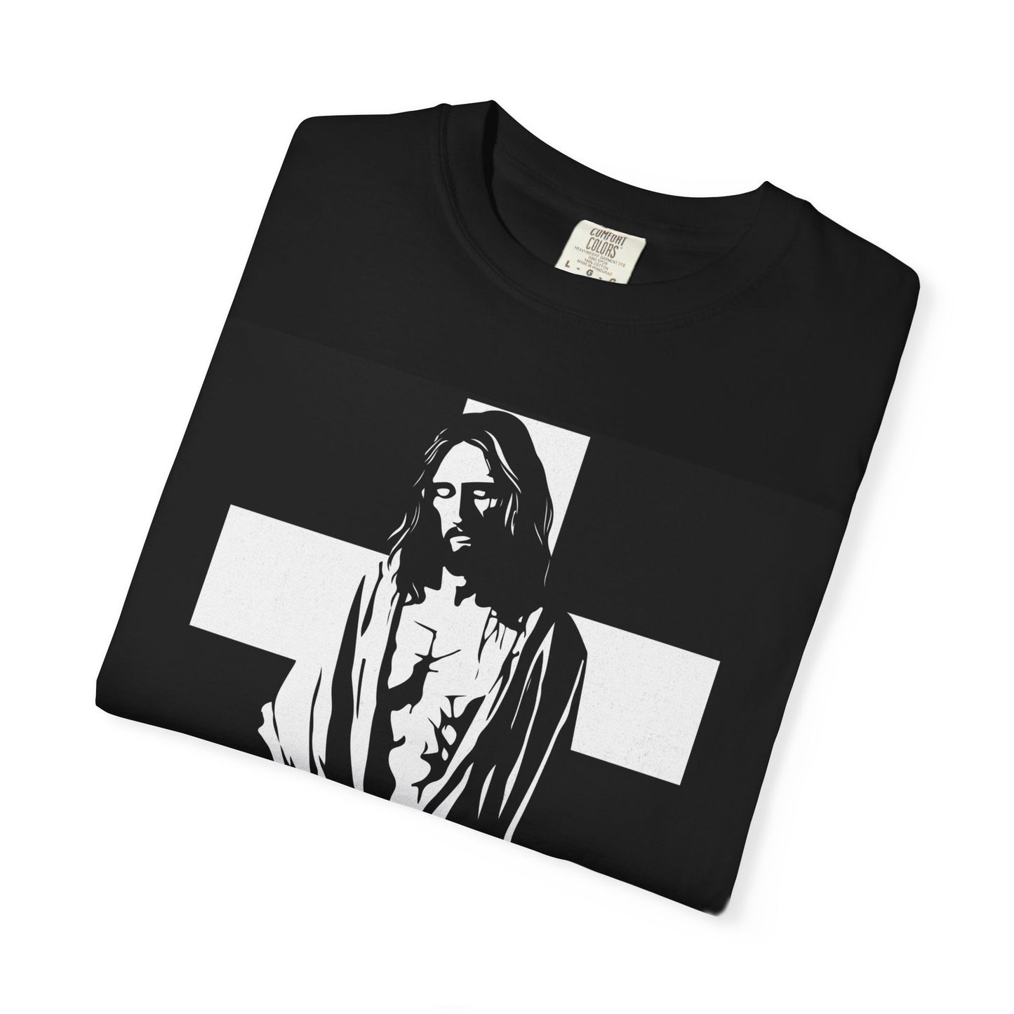 Jesus portrait cross T-shirt | The Way The Truth The Life religious tee | Black