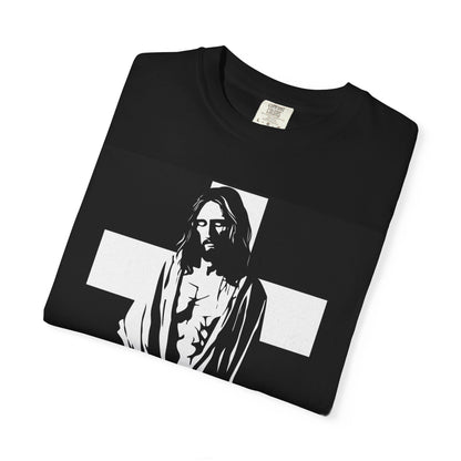 Jesus portrait cross T-shirt | The Way The Truth The Life religious tee | Black