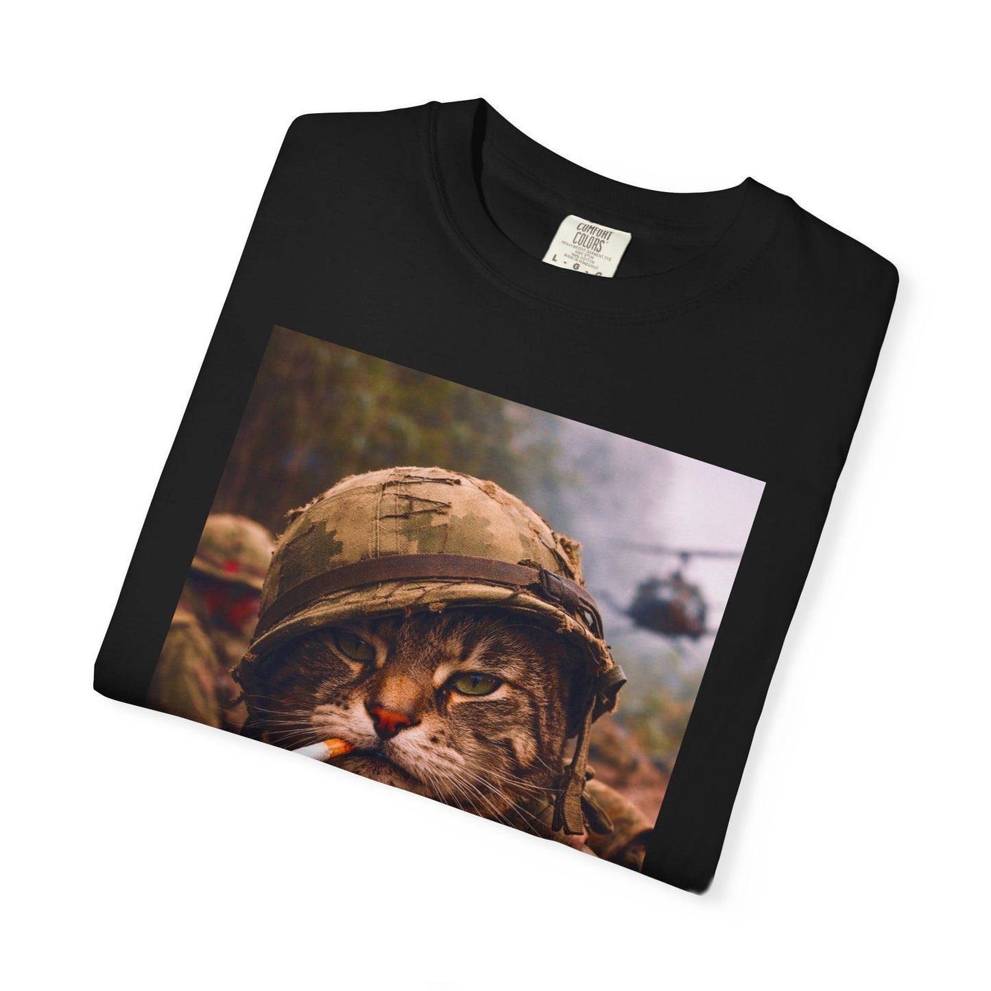Soldier Cat Illustration T-Shirt