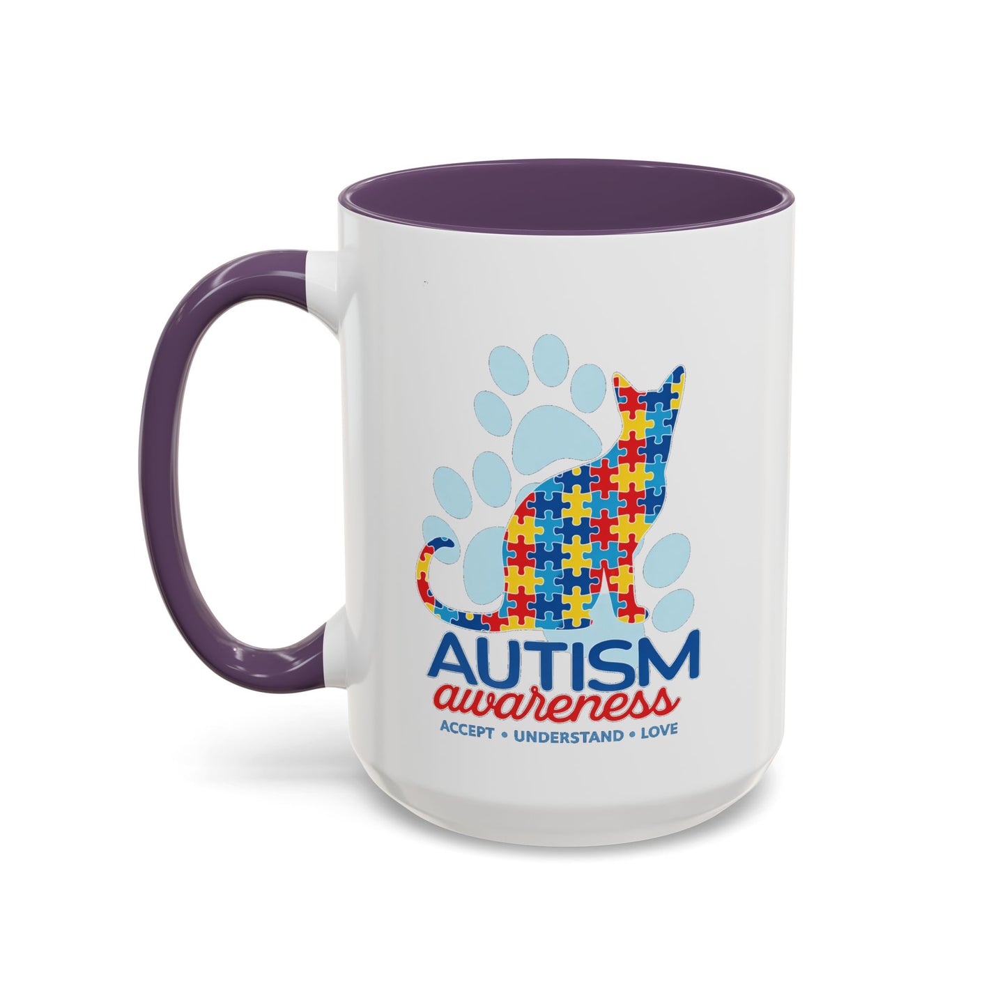 Autism Awareness Puzzle Cat Mug | Accent Coffee Mug 11oz/15oz