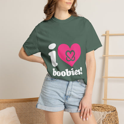 I Heart Boobies T-Shirt | Breast Cancer Awareness Heart Graphic