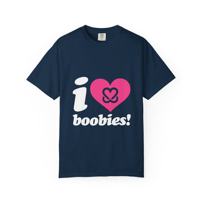 I Heart Boobies T-Shirt | Breast Cancer Awareness Heart Graphic