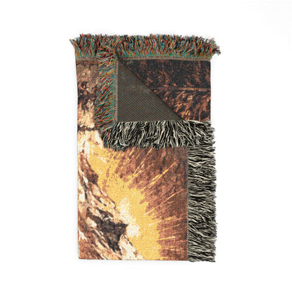 Pixelated Mountain Landscape Woven Blanket | Rustic Cabin Throw