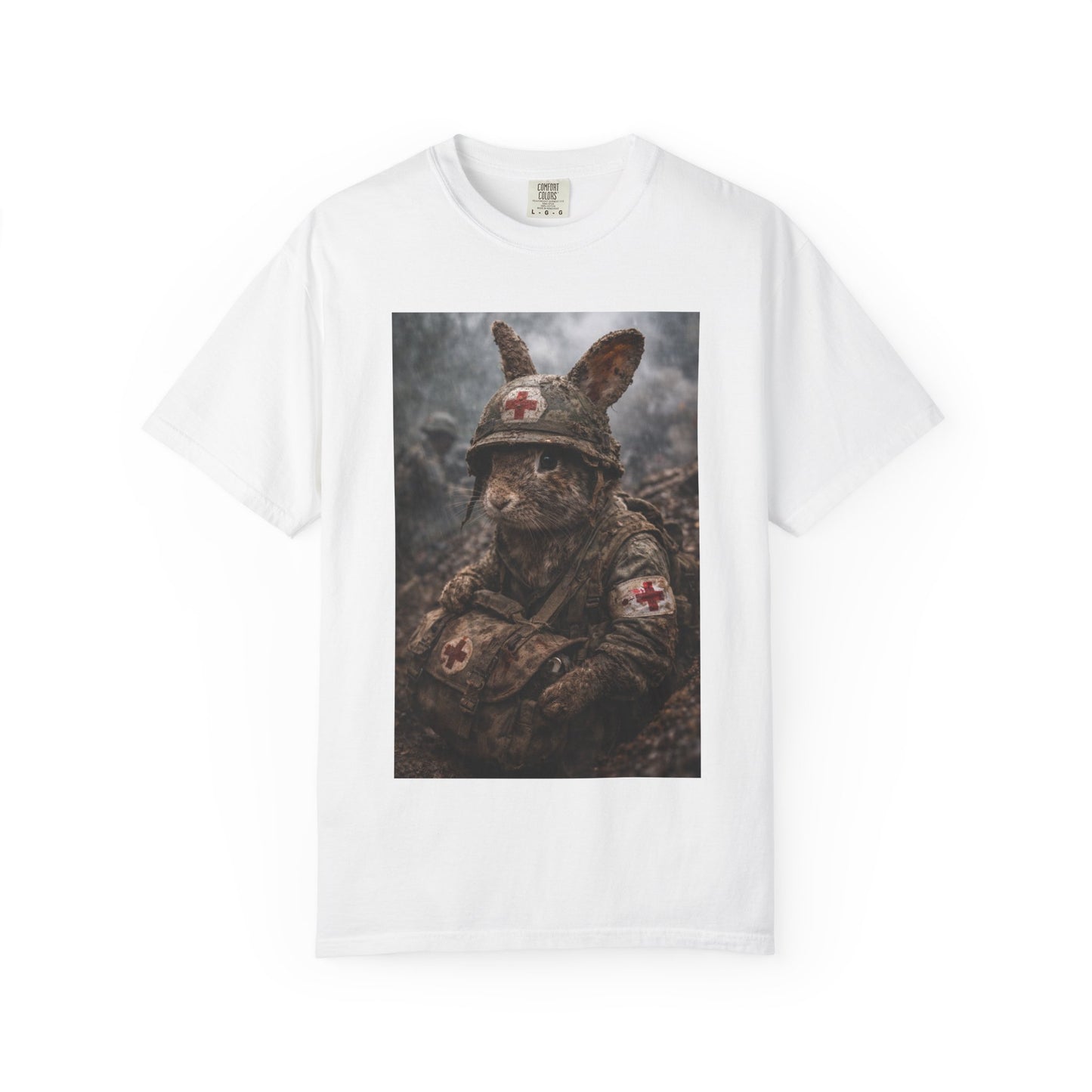 Medic Rabbit Illustration T-Shirt | Wartime Nurse Bunny, Military Medic Art