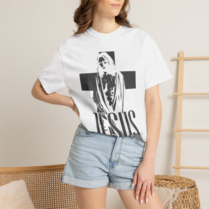 Jesus portrait cross T-shirt | The Way The Truth The Life religious tee | White