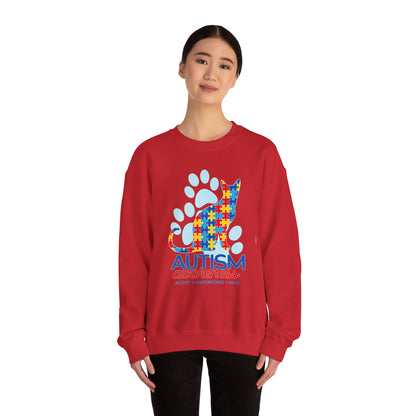 Autism Awareness Puzzle Cat Sweatshirt | Paw Print Design