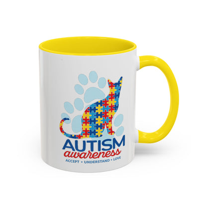 Autism Awareness Puzzle Cat Mug | Accent Coffee Mug 11oz/15oz
