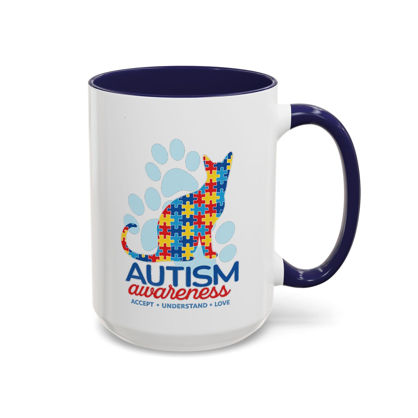 Autism Awareness Puzzle Cat Mug | Accent Coffee Mug 11oz/15oz
