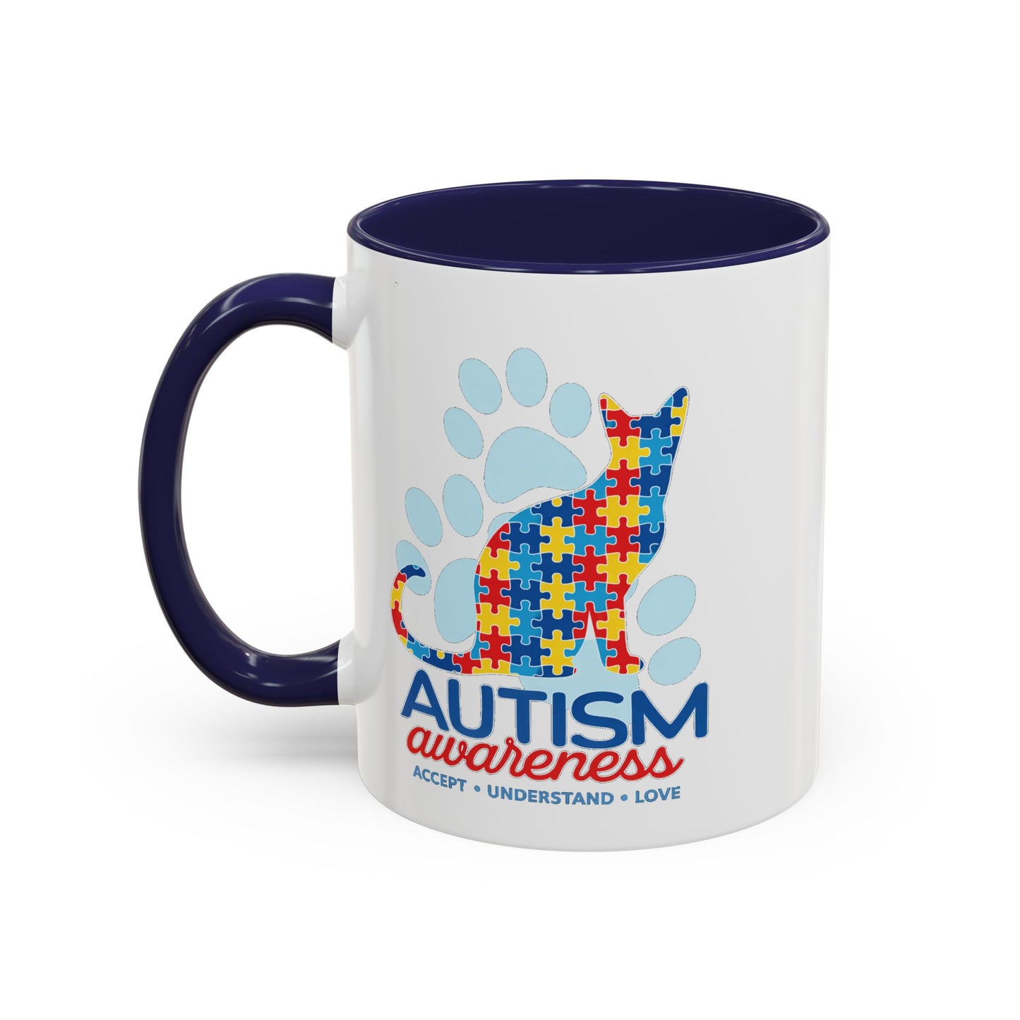 Autism Awareness Puzzle Cat Mug | Accent Coffee Mug 11oz/15oz